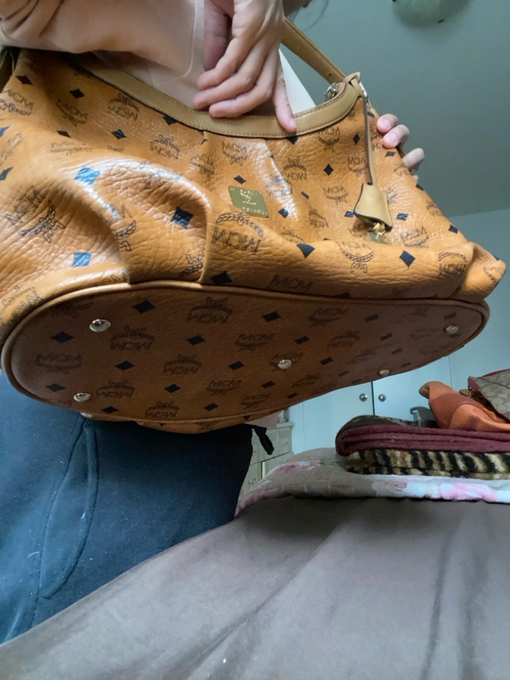 MCM Tan Monogram Shoulder Bag - Picture 13 of 13